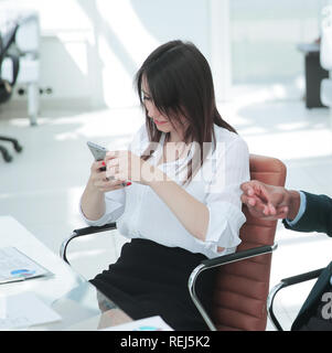 business colleagues sitting in the lobby of the office Stock Photo