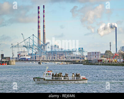 The historic No 11 Liffey Ferry which has been relaunched on Tuesday, following a 35-year absence on the River Liffery, to begin operating once more as a ferry service for members of the public crossing the river. Stock Photo