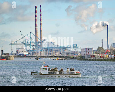 The historic No 11 Liffey Ferry which has been relaunched on Tuesday, following a 35-year absence on the River Liffey in Dublin, to begin operating once more as a ferry service for members of the public crossing the river. Stock Photo