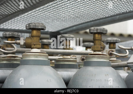 Lots of gas cylinders for welding Stock Photo