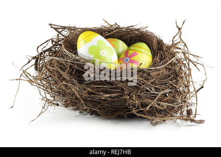 Real bird nest isolated on white background Stock Photo - Alamy