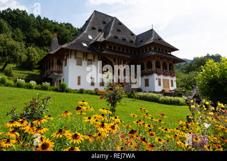 Barsana Monastery Architectural Detail - Traditional Building (Maramures, Romania). Stock Photo