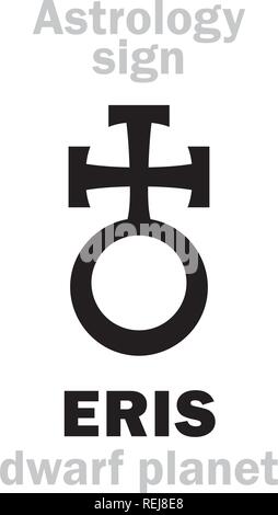 Astrology Alphabet: ERIS, most massive and second-largest superdistant dwarf planet. Hieroglyphics character sign (symbol, used in Poland). Stock Vector