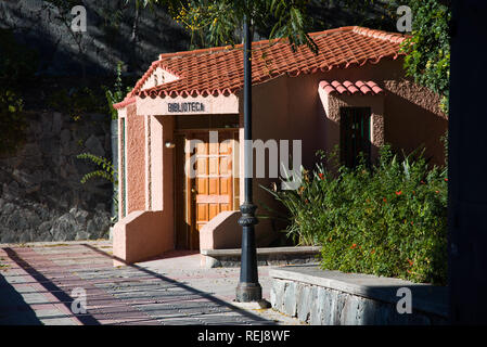 Public park and library in Santa Lusia village, Gran Canary, Spain, Stock Photo