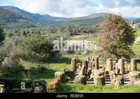 UNESCO Messene, ancient city, southwestern Peloponnese Greece founded in 369 bce after the defeat of Sparta by Athens and the Boeotian League. Stock Photo