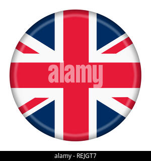 Button featuring the Union Flag or Union Jack when at sea of Great Britain isolated on a white background with clipping path Stock Photo