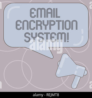 Word writing text Email Encryption System. Business concept for Authentication mechanism of an email message Megaphone photo and Blank Rectangular Col Stock Photo