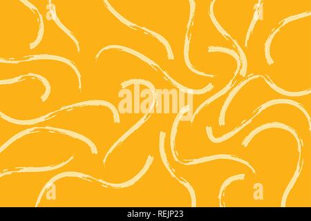 Abstract, background pattern made with curvy brush strokes in yellow color. Modern vector art. Stock Vector