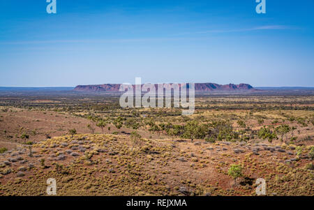 Distant scenic panorama of Gosse's Bluff an eroded remnant of an impact crater in NT central outback Australia Stock Photo