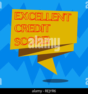 Text sign showing Excellent Credit Score. Conceptual photo number that evaluates a consumer s is creditworthiness Folded 3D Ribbon Strip Solid Color B Stock Photo