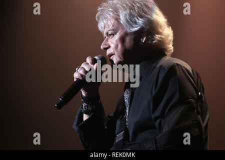 KINGSTON, NY - AUGUST 10:  Russell Hitchcock of Air Supply performing at Ulster Performing Arts Center on August 10, 2018 in Kingston, New York.  (Photo by Steve Mack/S.D. Mack Pictures) Stock Photo