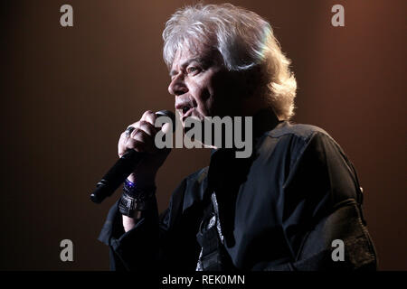 KINGSTON, NY - AUGUST 10:  Russell Hitchcock of Air Supply performing at Ulster Performing Arts Center on August 10, 2018 in Kingston, New York.  (Photo by Steve Mack/S.D. Mack Pictures) Stock Photo