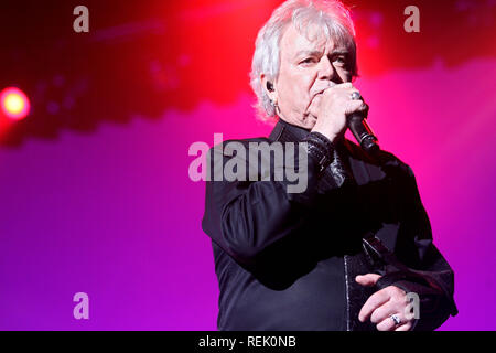 KINGSTON, NY - AUGUST 10:  Russell Hitchcock of Air Supply performing at Ulster Performing Arts Center on August 10, 2018 in Kingston, New York.  (Photo by Steve Mack/S.D. Mack Pictures) Stock Photo