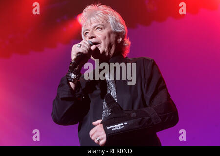 KINGSTON, NY - AUGUST 10:  Russell Hitchcock of Air Supply performing at Ulster Performing Arts Center on August 10, 2018 in Kingston, New York.  (Photo by Steve Mack/S.D. Mack Pictures) Stock Photo