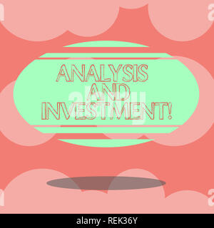 Writing note showing Analysis And Investment. Business photo showcasing Engaging to a modern search engine solutions Blank Color Oval Shape with Horiz Stock Photo