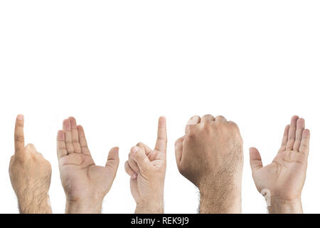 Set of hand gestures on white background Stock Photo