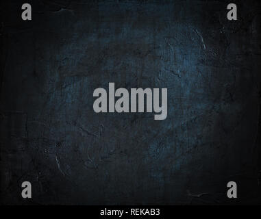 Old grungy deep blue concrete wall texture detail background Stock Photo