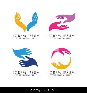 hand care logo design template. hand care vector icon illustration Stock Vector