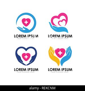 healthy care logo design. heart care logo design. love care logo Stock Vector
