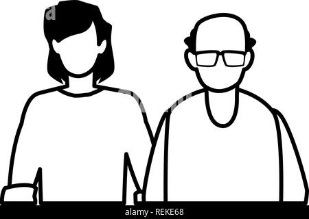 Avatar couple of old men over white background, vector illustration Stock Vector