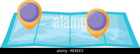 map with location pins Over white background, vector illustration Stock Vector