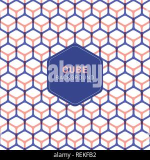 Abstract blue and pink geometric cube pattern hexagons on white background. Vector illustration Stock Vector