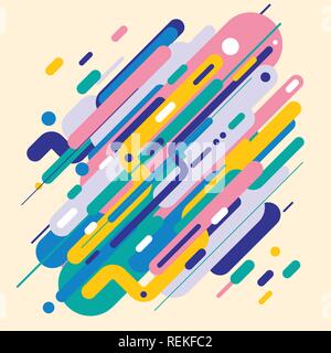 Abstract modern style with composition made of various rounded shapes in colorful design shapes. Diagonal geometric elements background. Vector illust Stock Vector