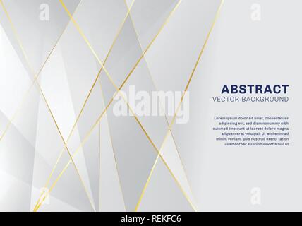 Abstract polygonal pattern luxury on white and gray background with golden lines. Vector illustration Stock Vector
