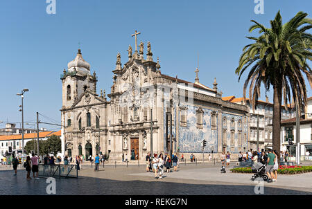 Porto, Portugal; Carmo church and Carmelitas church on sunny day. Baroque Portuguese architecture Stock Photo