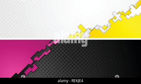 Tech geometry web headers banners. Vector background Stock Vector