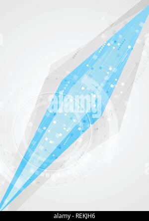Tech abstract minimal wavy blue and grey background. Geometric modern vector design Stock Vector