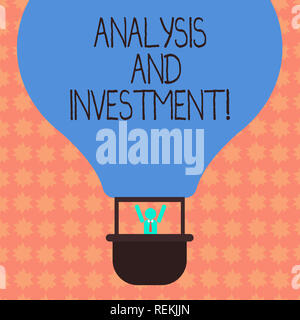 Writing note showing Analysis And Investment. Business photo showcasing Engaging to a modern search engine solutions Hu analysis Dummy Arms Raising in Stock Photo