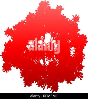 Tree top silhouette isolated - red gradient detailed - vector illustration Stock Vector
