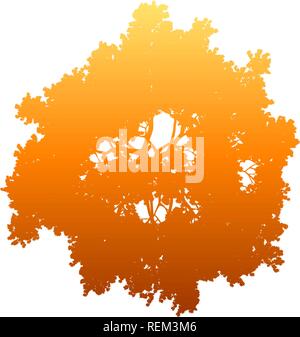 Tree top silhouette isolated - orange gradient detailed - vector illustration Stock Vector