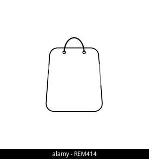 Flat design style vector illustration of shopping bag symbol icon on white background. Black outlines. Stock Vector