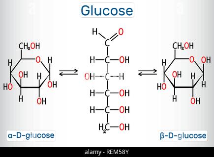 Glucose (dextrose, D-glucose) molecule. Linear form. Structural ...