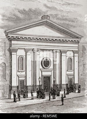 The new King's Weigh House Chapel, London, England, built in 1833-4 and destroyed in 1882 when the site was compulsorily purchased by the Metropolitan Railway.  From London Pictures, published 1890 Stock Photo