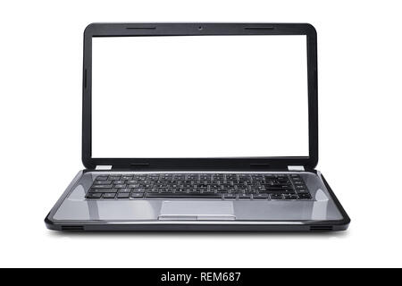 new laptop closeup on white isolated background Stock Photo