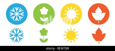 four seasons winter spring summer fall icon set vector illustration EPS10 Stock Vector