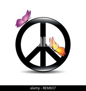 peace symbol with colorful butterflies vector illustration EPS10 Stock Vector