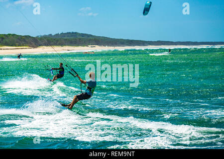 Kitesurfing in Noosa, Sunshine Coast, Queensland, Australia Stock Photo