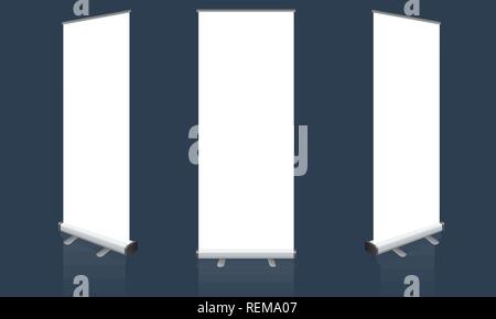 Set of Blank isolated vector roll up banners display mockup Stock Vector