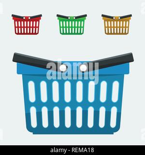 Set of Shopping basket icons set. Vector flat color illustration Stock Vector