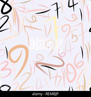 Seamless abstract illustrations of numbers, conceptual. For design background. Vector artwork. Stock Vector