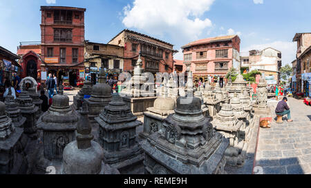 Panorama of the small shrines next to Swayambhunath stupa (Monkey Temple), Kathmandu, Nepal Stock Photo