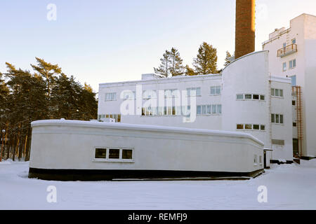 Paimio Sanatorium, the kitchen and maintenance wing. Designed by Finnish architect Alvar Aalto, completed in 1933. Paimio, Finland. January 20, 2019. Stock Photo