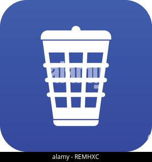 Trash can icon digital blue Stock Vector