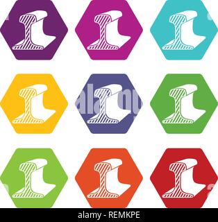 Section of rail icons set 9 vector Stock Vector