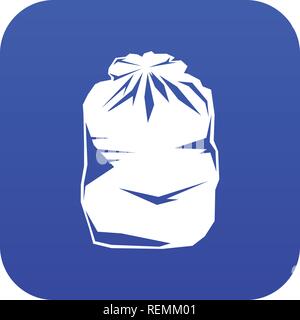 Black trash bag icon digital blue Stock Vector
