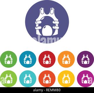Paintball vest ammunition icons set vector color Stock Vector